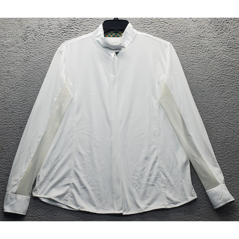 Piper by SmartPak Equestrian Show Shirt Women XL White Long Sleeve Button-Up EUC